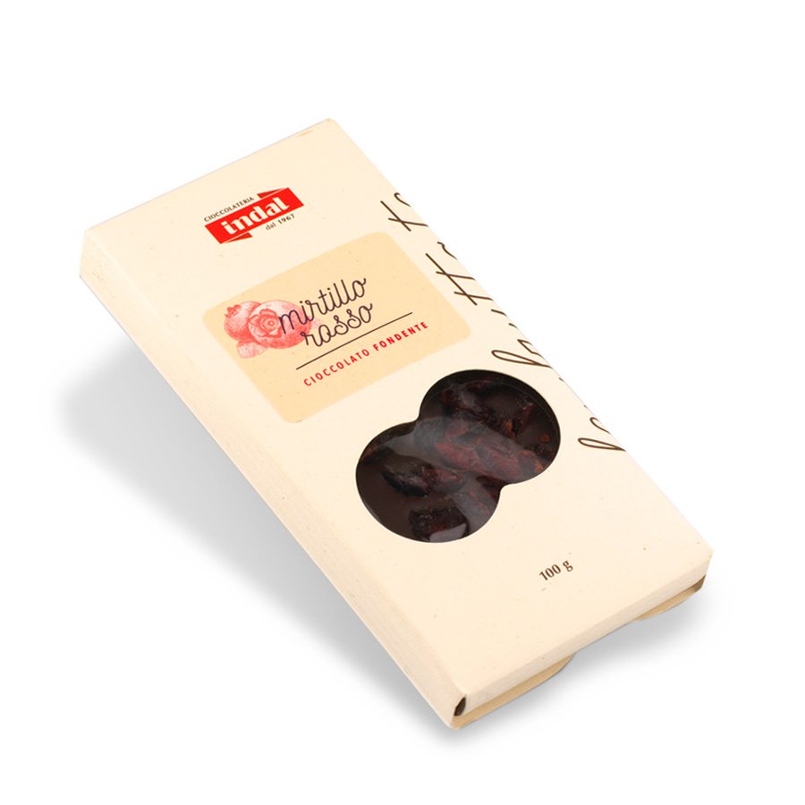 Tavoletta cioccolato fondente con mirtillo rosso – 100g